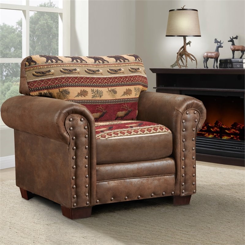 American Furniture Classics Microfiber Sierra Lodge Arm Chair in Brown Homesquare