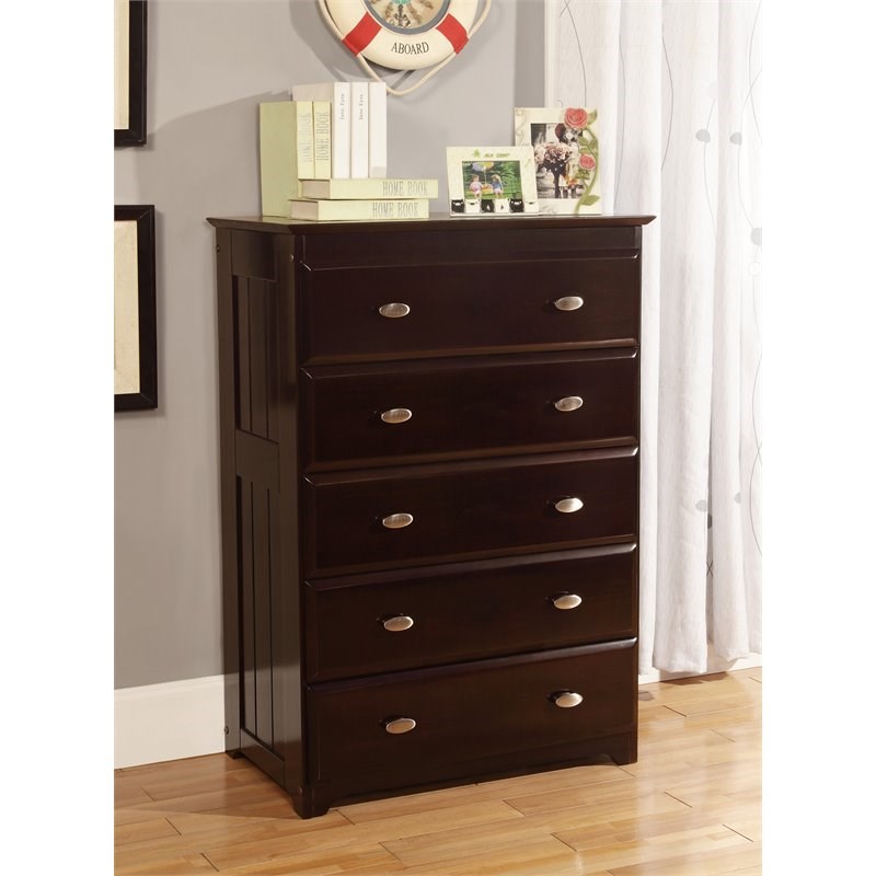 American Furniture Classics 5-drawer Transitional Pine Wood Chest in Espresso