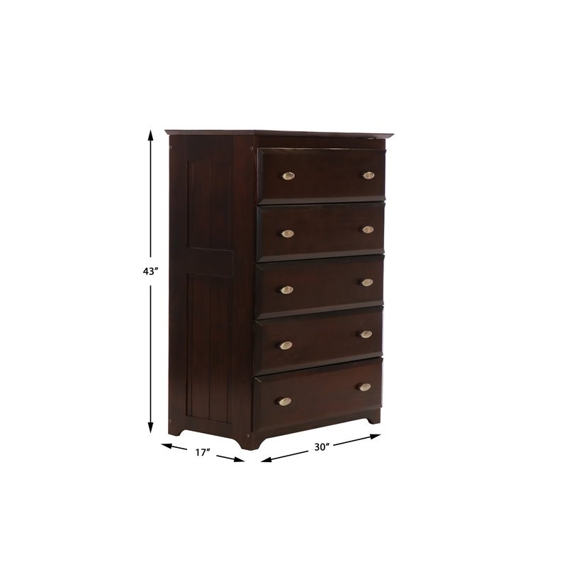 American Furniture Classics 5-drawer Transitional Pine Wood Chest in Espresso