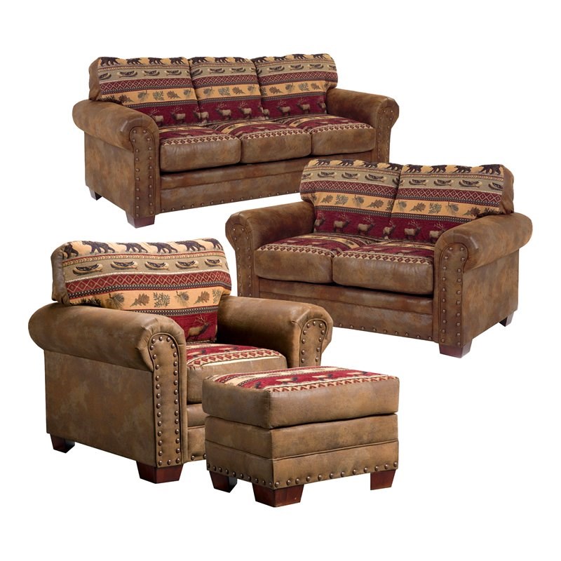 American Furniture Classics Sierra Lodge 4piece Microfiber Sofa Set in