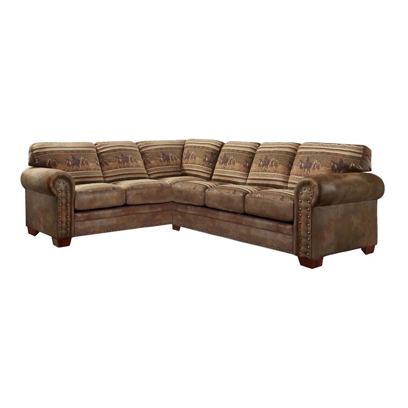 American Furniture Classics Wild Horses 2-piece Microfiber Sectional in Brown