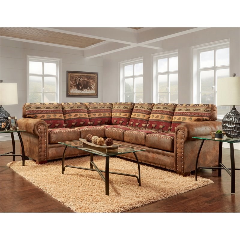 American Furniture Classics Sierra Lodge 2-piece Microfiber Sectional in Brown