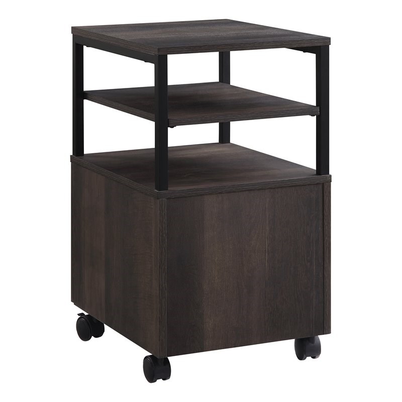 OS Home and Office Furniture 1-Drawer Wood Mobile Storage Cart in Ash/Black