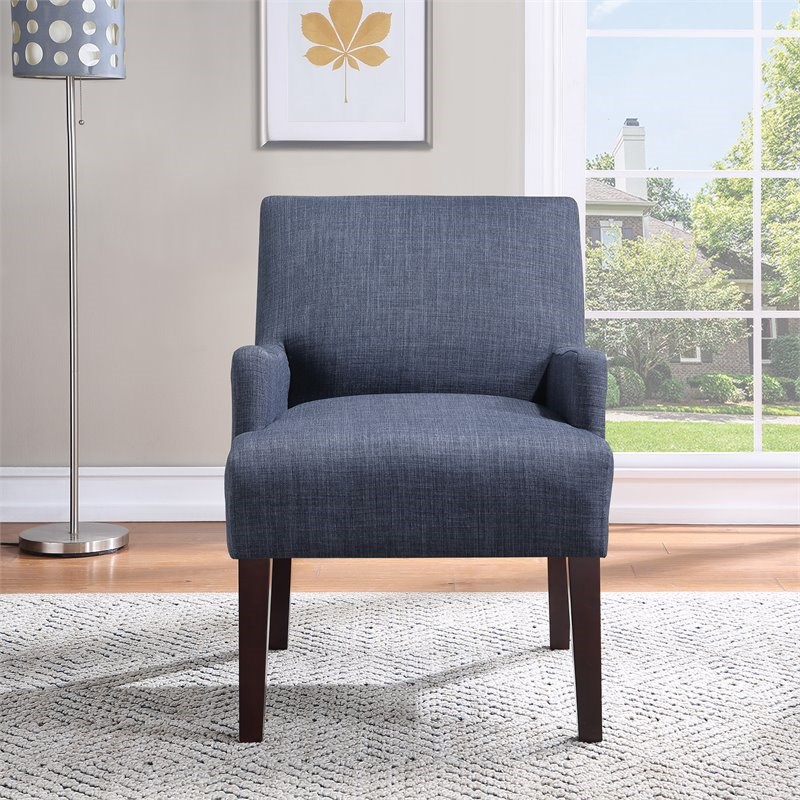 OS Home and Office Furniture Transitional Fabric Guest Chair in Navy Blue