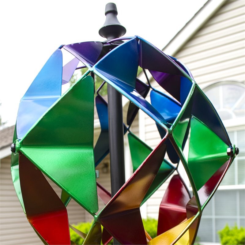 OS Home and Office Furniture Metal Double Lantern Wind Spinner in Multi-Color