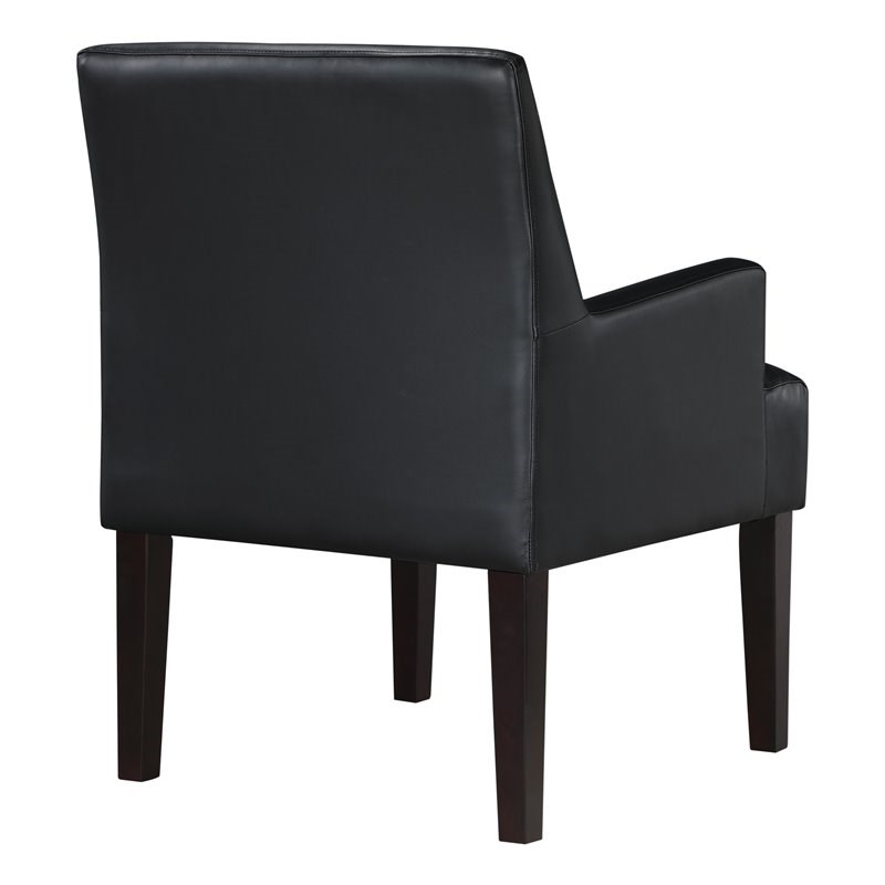 OS Home and Office Furniture Transitional Faux Leather Guest Chair in Black