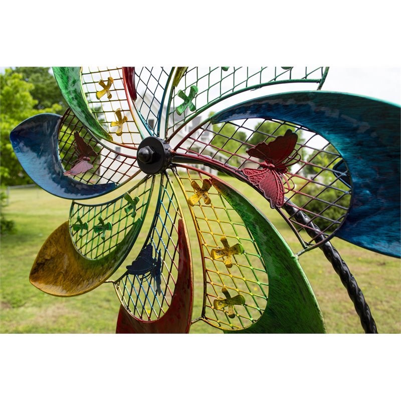 OS Home and Office Furniture Metal Pinwheel Wind Spinner in Multi-Color