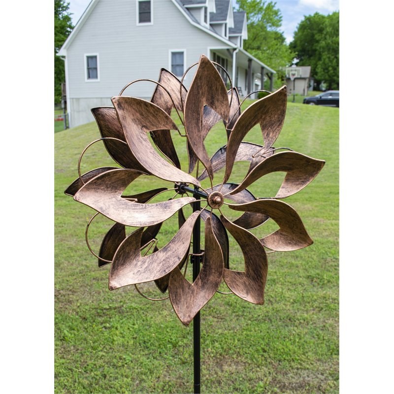 OS Home and Office Furniture Metal Pinwheel Wind Spinner in Copper