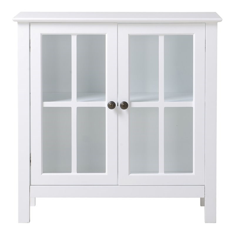 OS Home and Office Furniture Transitional Wood Accent Display Cabinet in White
