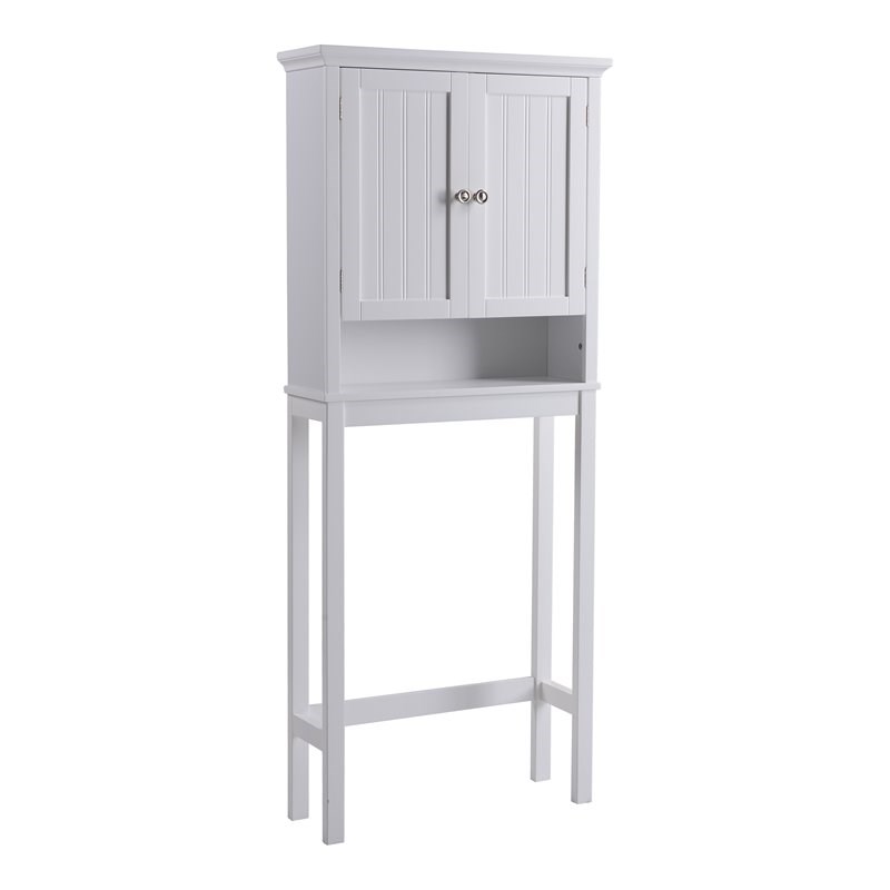 OS Home and Office Furniture 2-Door Wood Space Saver Storage Cabinet in White
