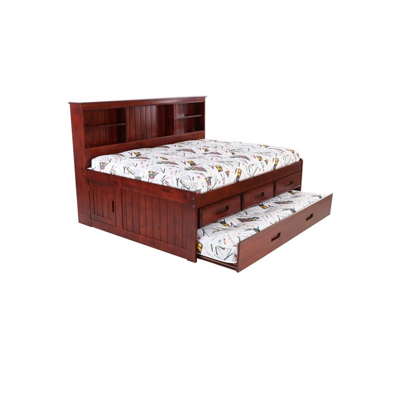 OS Home and Office Furniture 3-Drawer Pine Wood Full Daybed in Rich Merlot