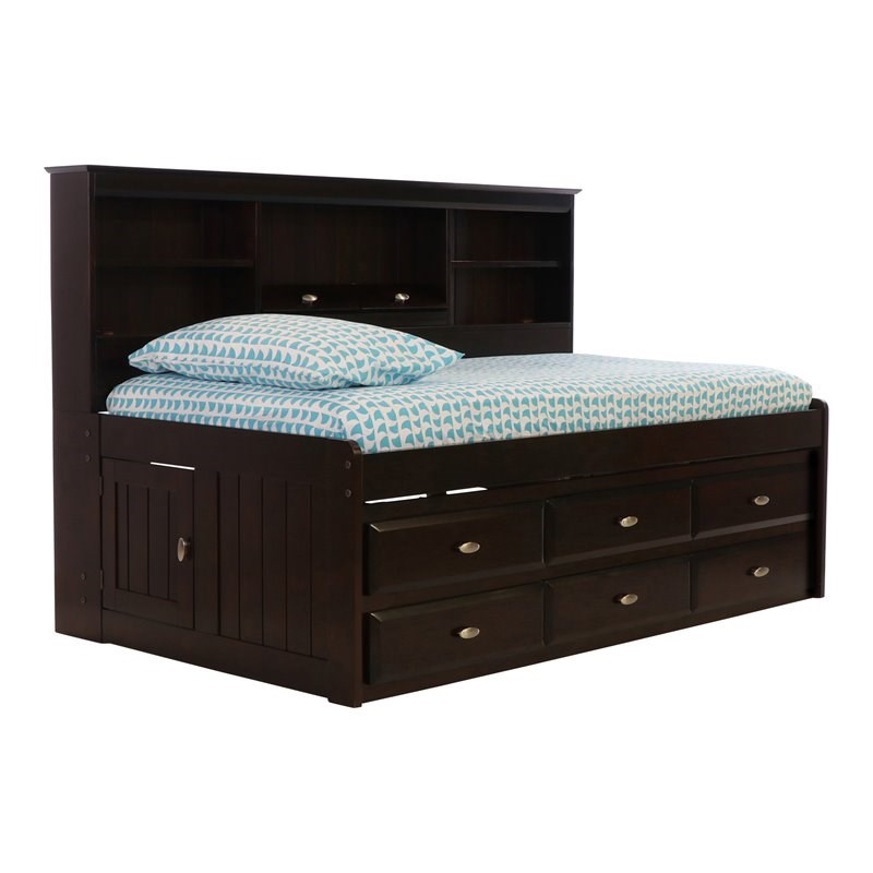 Drawer Pine Wood Twin Daybed, Twin Bookcase Daybed With 6 Drawers