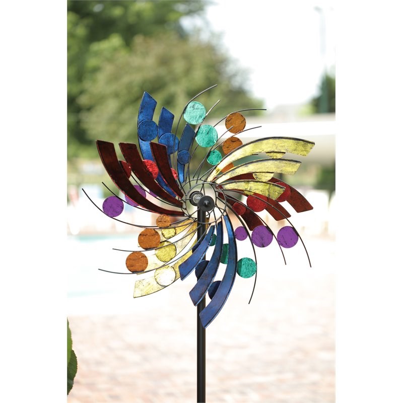 OS Home and Office Furniture Metal Polka Dot Wind Spinner in Multi-Color