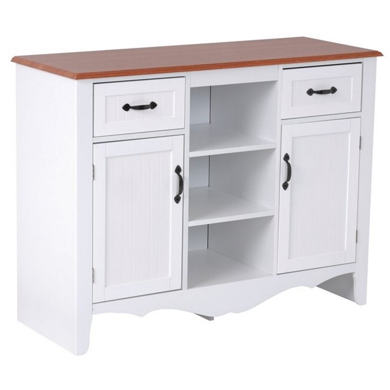 OS Home & Office Furniture 25305 White Countryside Buffet w/ 2 Drawers & 2 Doors