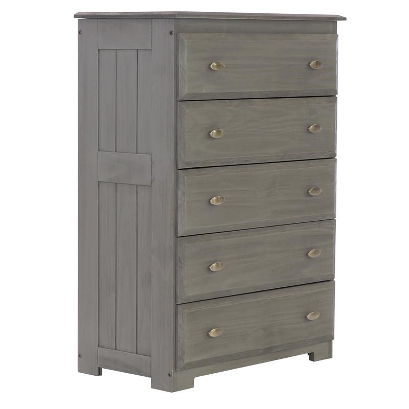 OS Home and Office Furniture 83255-22 Solid Pine Chest in Charcoal Gray