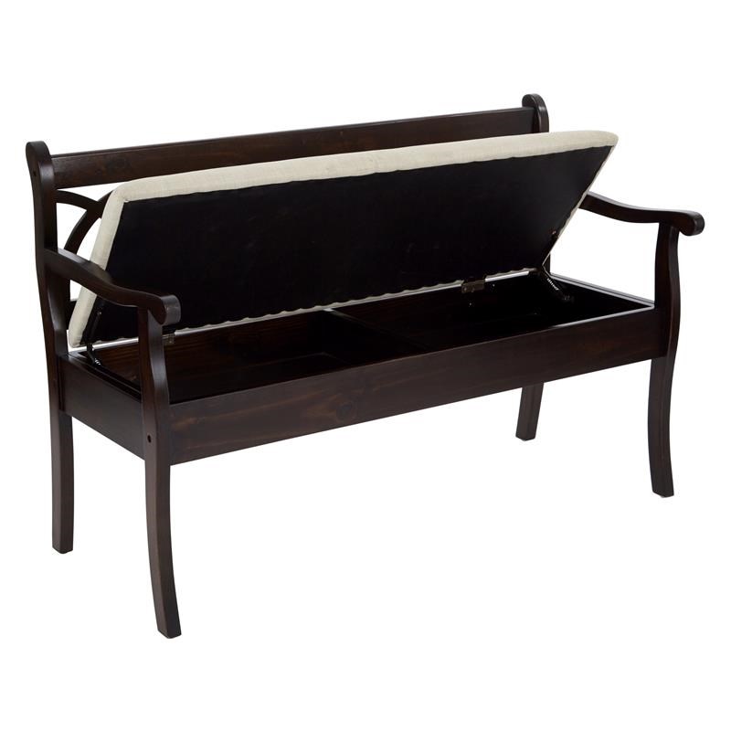 OS Home and Office Furniture Coventry Storage Bench in Antique Black