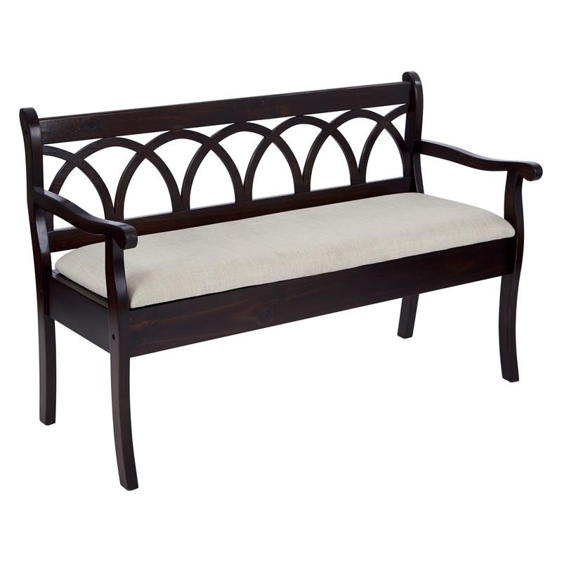 OS Home and Office Furniture Coventry Storage Bench in Antique Black