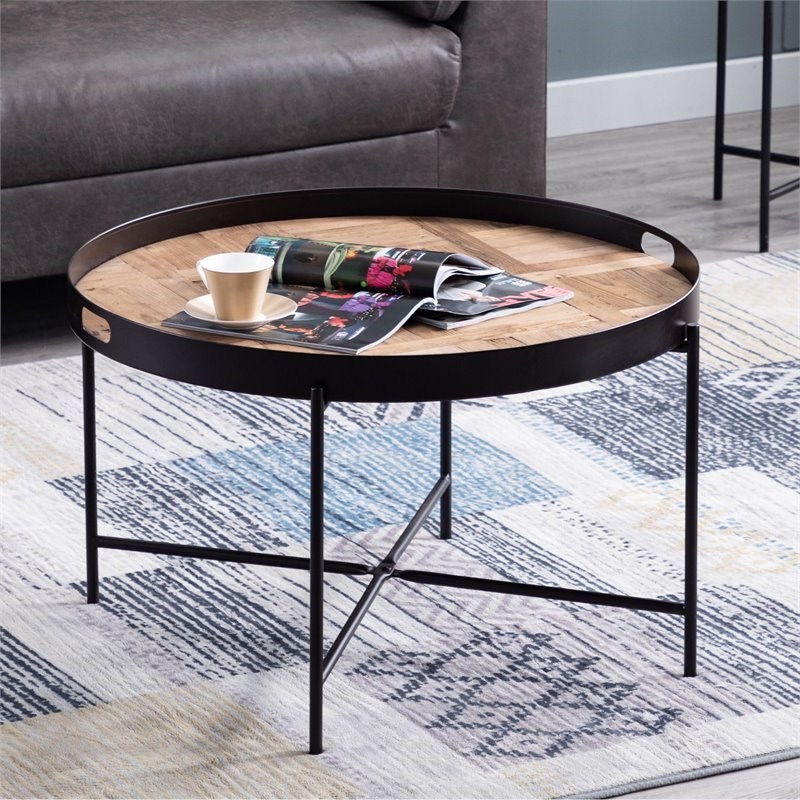 Connexion Decor Bentdare Reclaimed Fir & Metal Coffee Table in Natural/Black