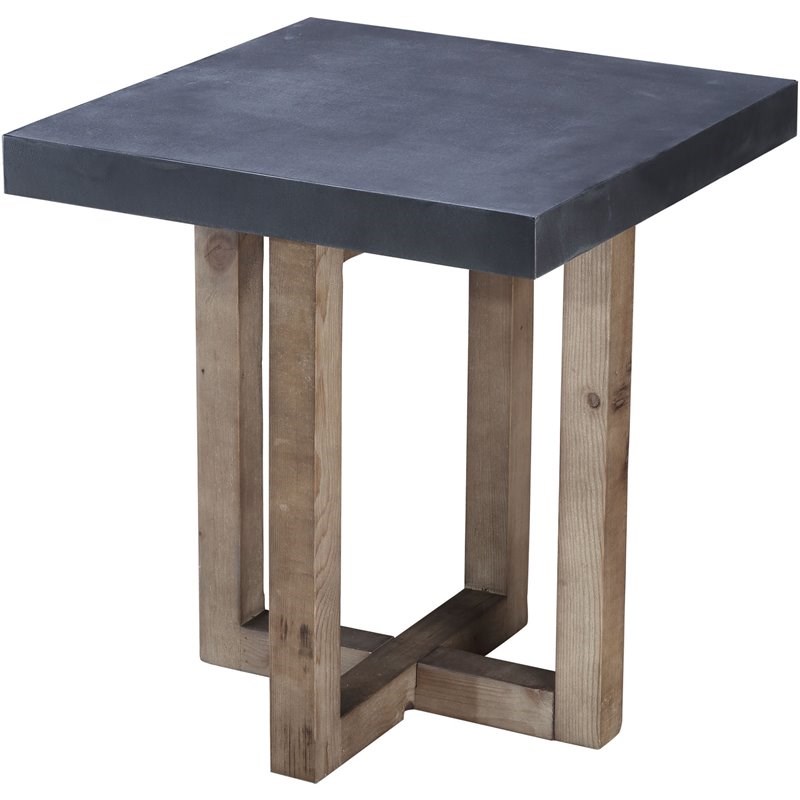 Connexion Decor Haerford Reclaimed Pine Wood End Table in Cement/Natural