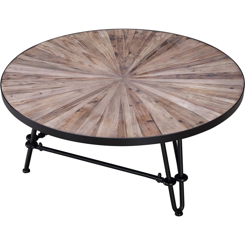 Connexion Decor Milwood Reclaimed Fir & Metal Coffee Table in Natural/Black