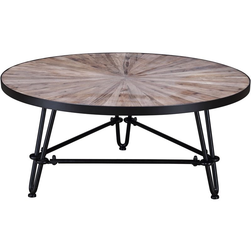 Connexion Decor Milwood Reclaimed Fir & Metal Coffee Table in Natural/Black