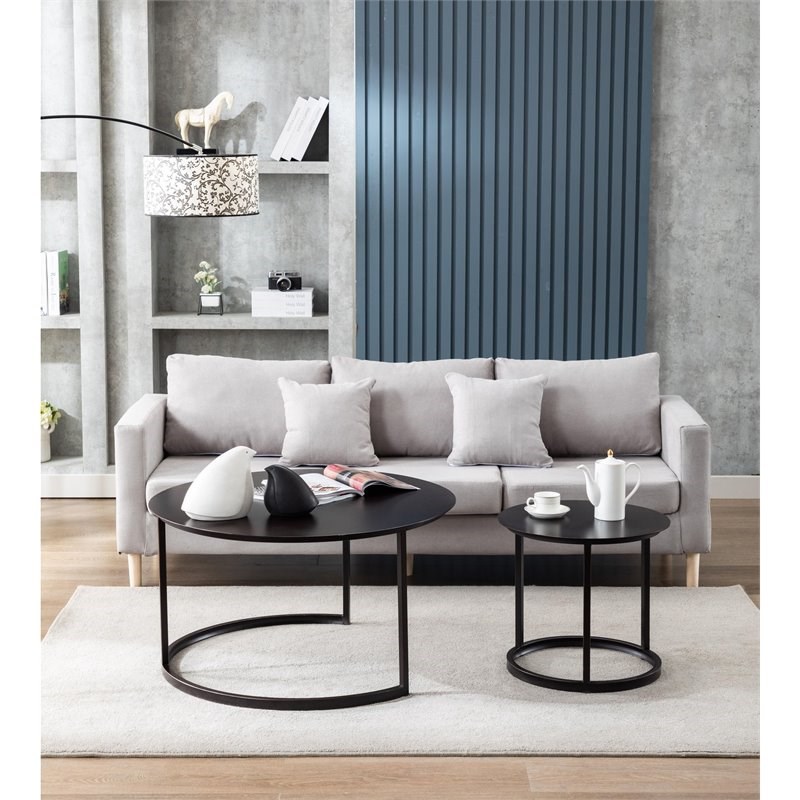 Connexion Decor Covenview Metal Coffee Table Set in Black