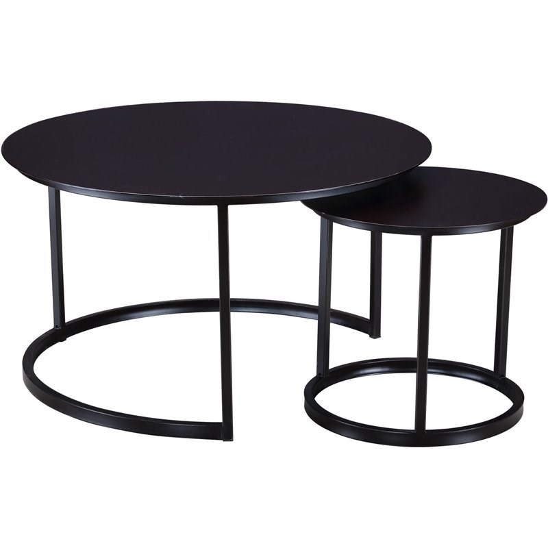 Connexion Decor Covenview Metal Coffee Table Set in Black