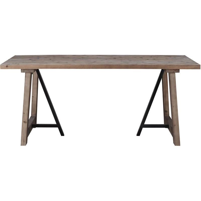 Connexion Decor Millway Reclaimed Fir Wood Dining Table in White Wash/Black