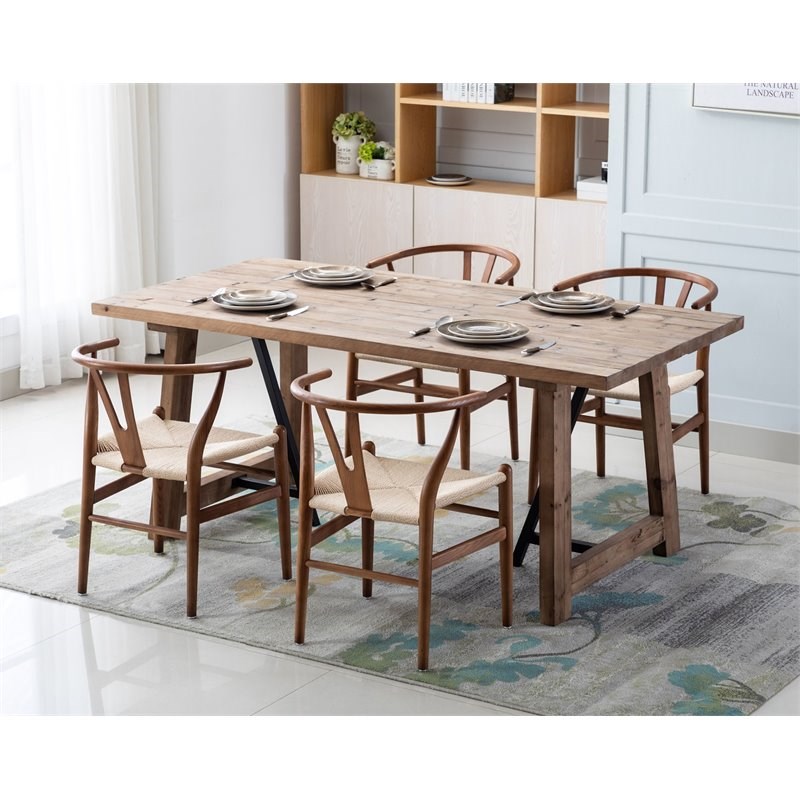 Connexion Decor Millway Reclaimed Fir Wood Dining Table in White Wash/Black