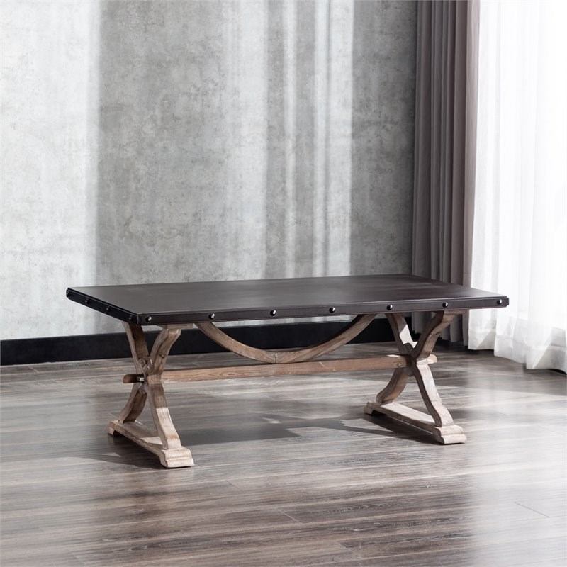 Connexion Decor Serra Wood with Metal Foil Coffee Table Antique Brown/White Wash