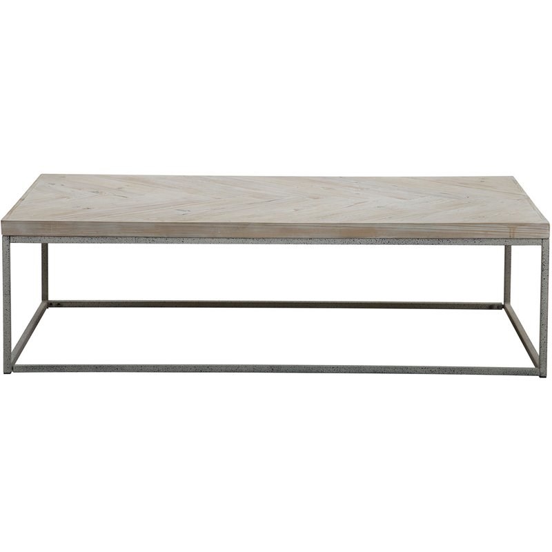 Connexion Decor Witram Metal Coffee Table in White Wash/Distressed Gray