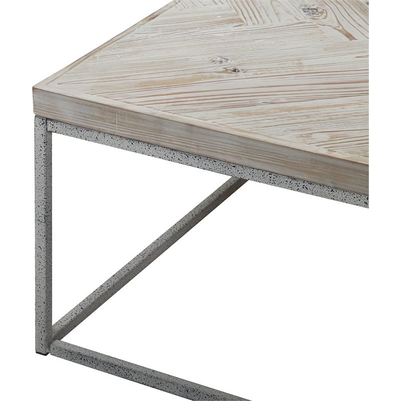 Connexion Decor Witram Metal Coffee Table in White Wash/Distressed Gray