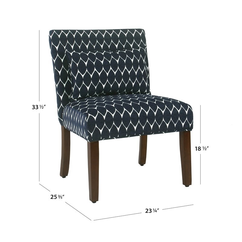 HomePop Transitional Fabric Parker Accent Chair with Pillow in Textured Blue