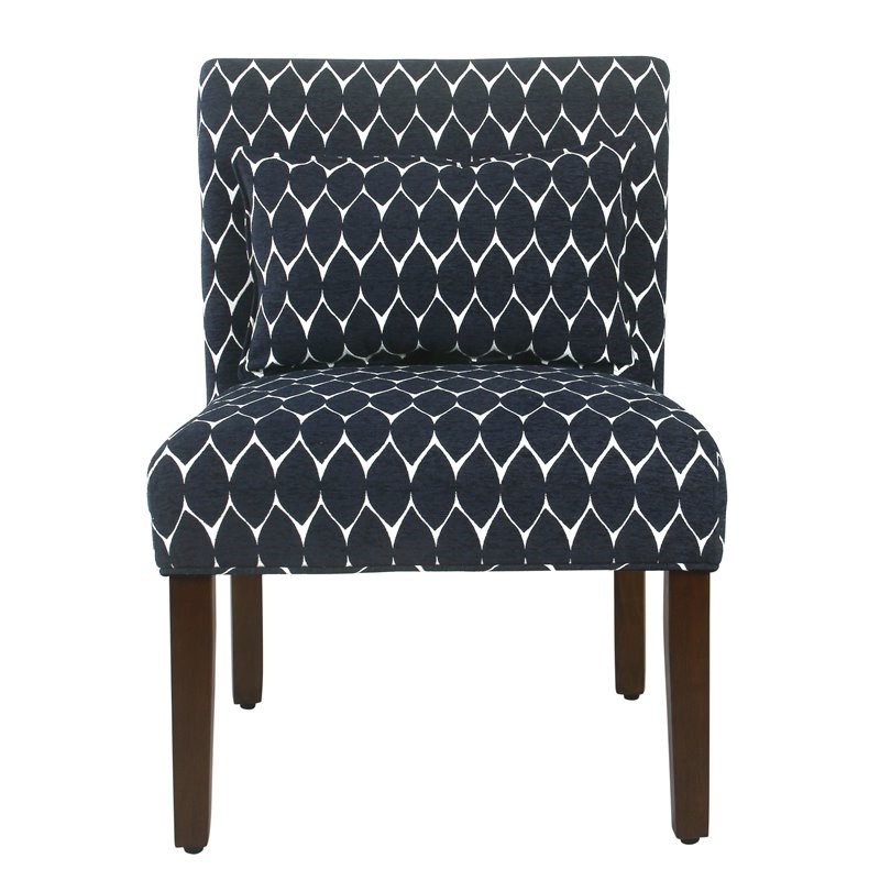 HomePop Transitional Fabric Parker Accent Chair with Pillow in Textured Blue
