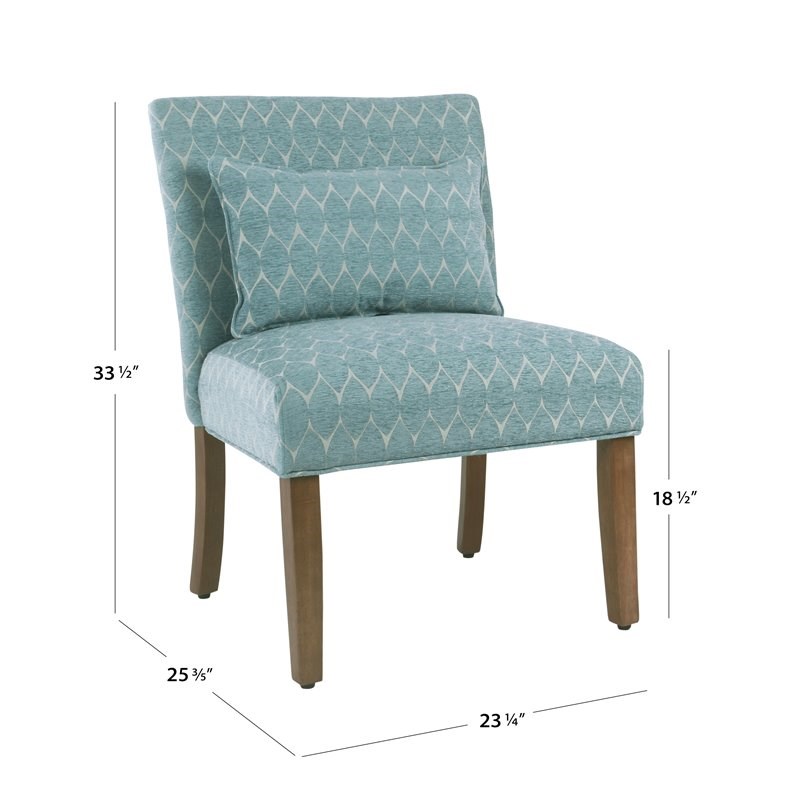 HomePop Transitional Fabric Parker Accent Chair with Pillow in Teal Blue