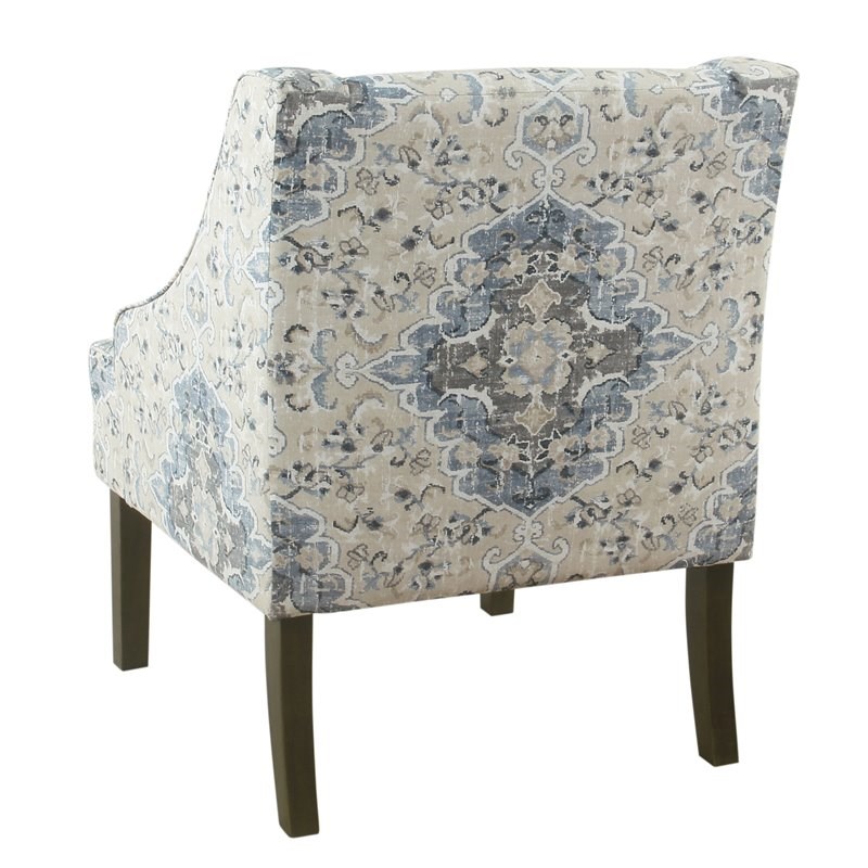 HomePop Traditional Fabric Swoop Arm Accent Chair in Antiqued Blue
