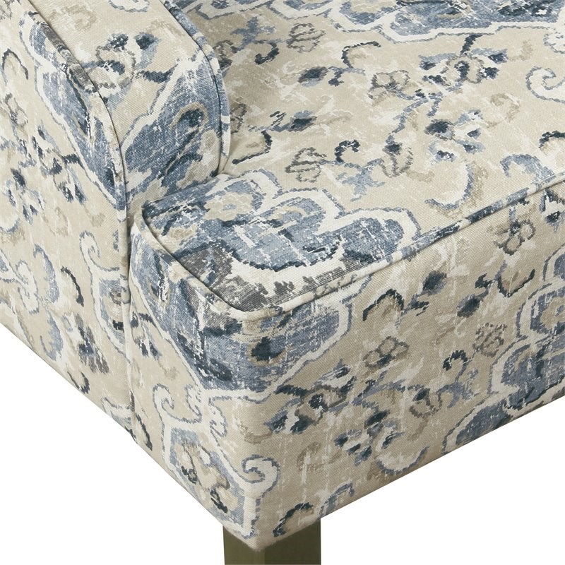 HomePop Traditional Fabric Swoop Arm Accent Chair in Antiqued Blue