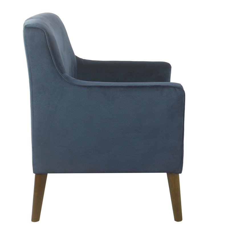 HomePop Davis Modern Wood and Velvet Accent Chair in Blue Finish