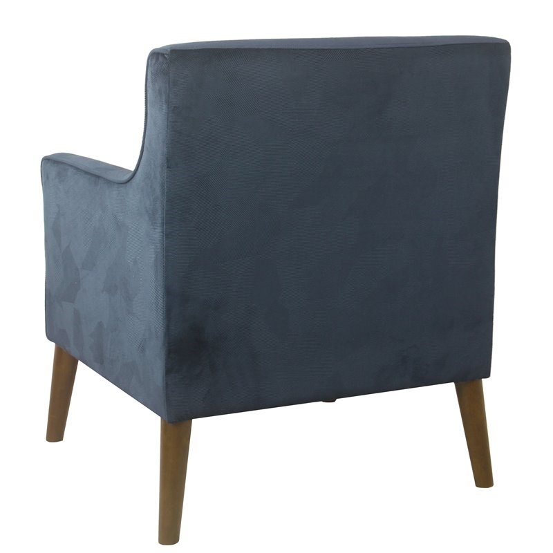 HomePop Davis Modern Wood and Velvet Accent Chair in Blue Finish