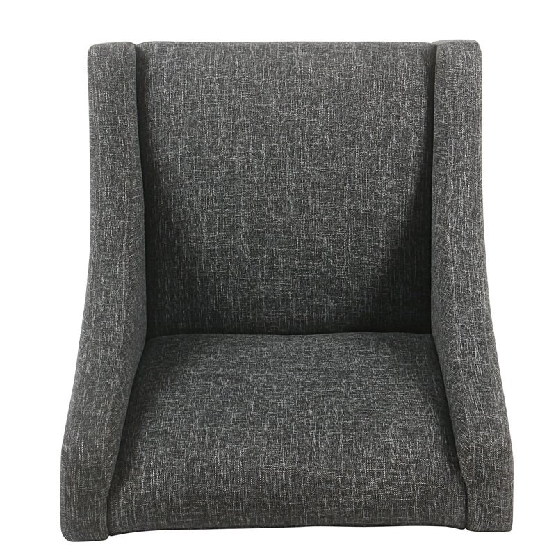 HomePop Wood and Fabric Swoop Accent Chair with Nailhead Trim in Slate Gray