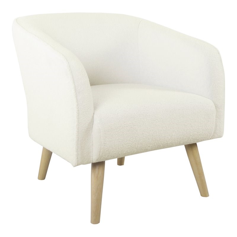 HomePop Sherpa Modern Wood and Fabric Accent Chair in Cream Finish