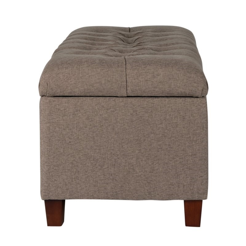 HomePop Ainsley Traditional Fabric Tufted Storage Bench in Textured Brown