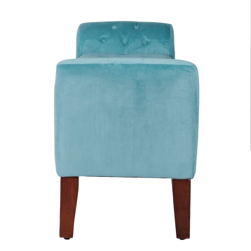 HomePop Traditional Velvet Tufted Storage Bench and Settee in Blue