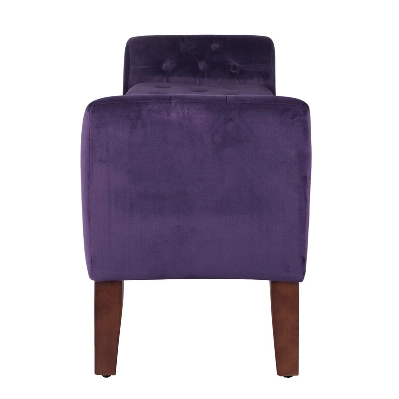 HomePop Traditional Velvet Tufted Storage Bench and Settee in Purple