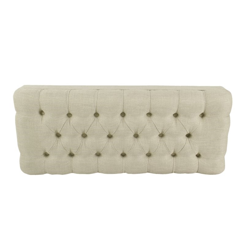 HomePop Classic Tufted Traditional Wood and Woven Fabric Medium Bench in Cream