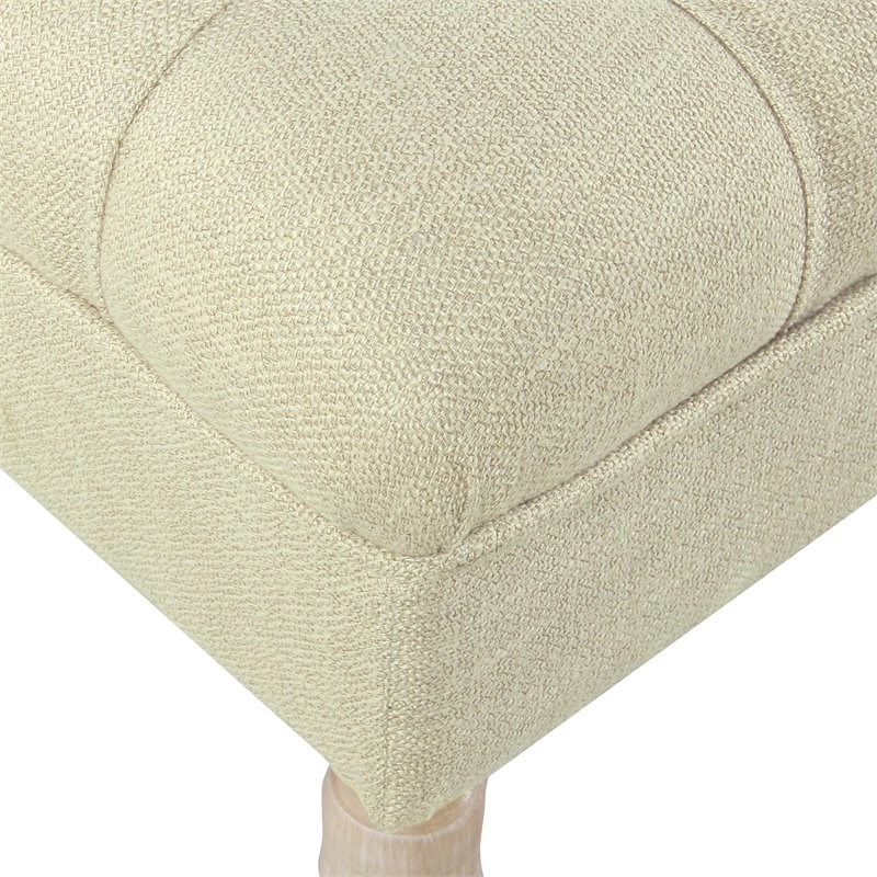 HomePop Classic Tufted Traditional Wood and Woven Fabric Medium Bench in Cream