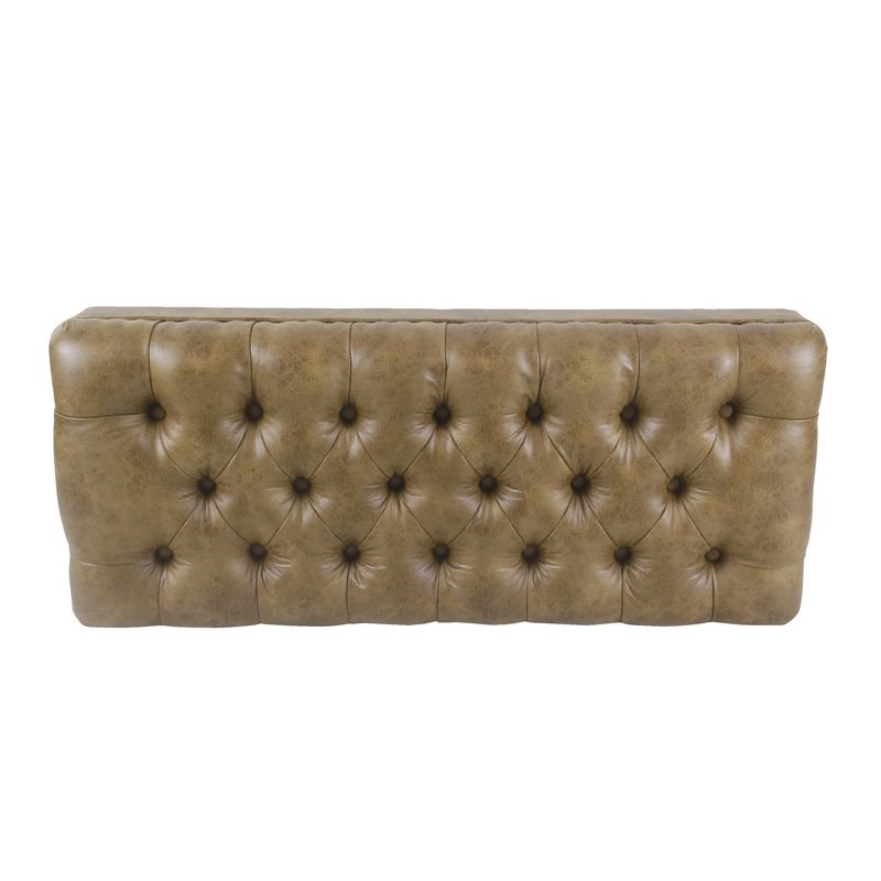 HomePop Classic Tufted Traditional Vegan Faux Leather Bench in Light Brown