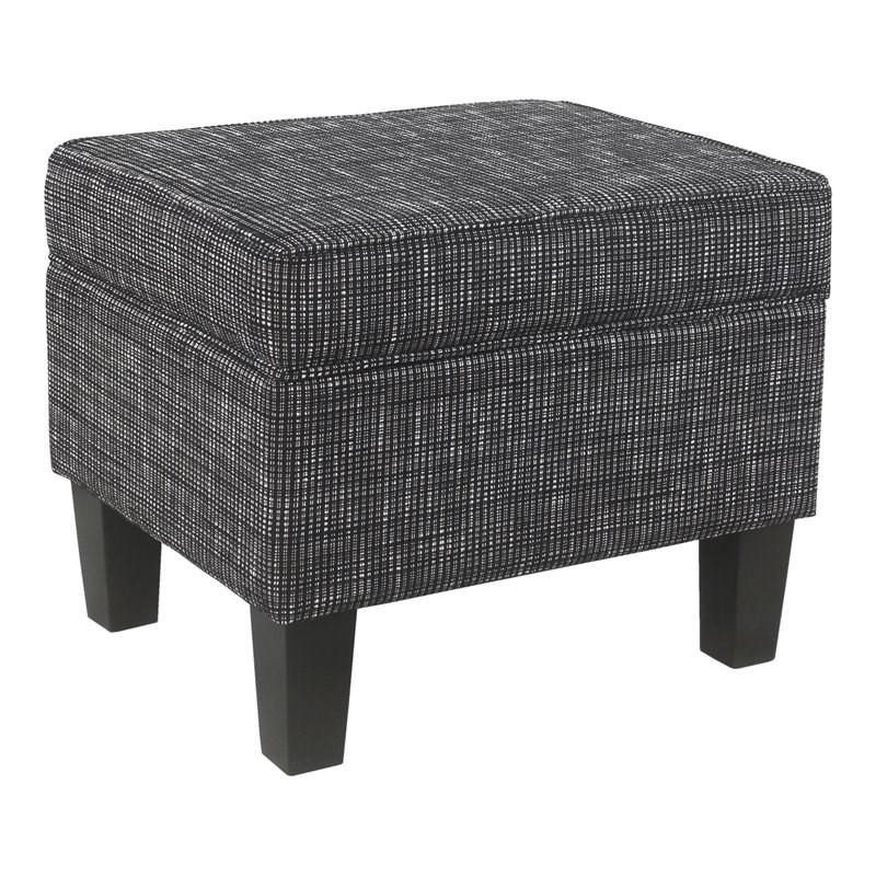 HomePop Medium Traditional Woven Fabric Ottoman with Lift-Off Top in Black