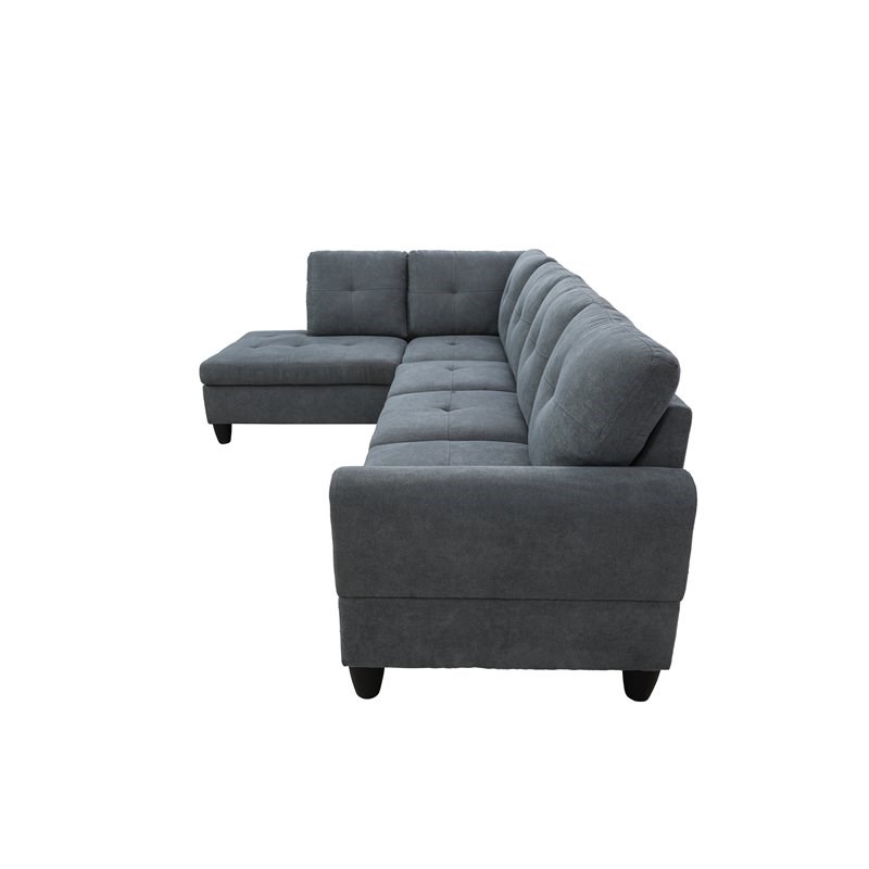 Star Home Living Marseille Linen Fabric Sectional Sofa Set in Dark Gray