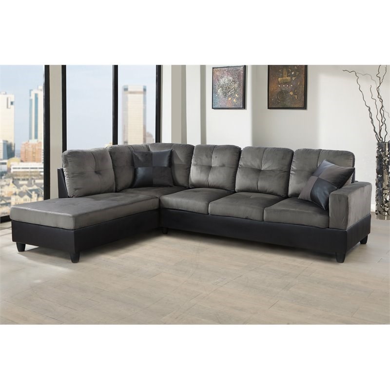 Star Home Living Corp Timmy Fabric Left Facing Sectional in Taupe Gray